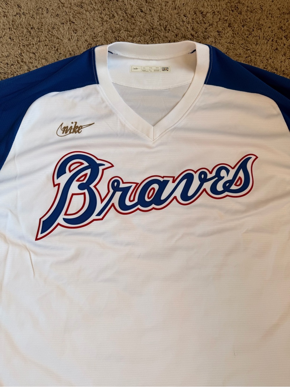 New Nike Atlanta Braves Jersey XXL White No Name Cooperstown Collection NWOT